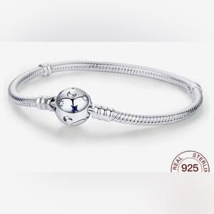 New Moon and Stars .925 Silver Charm Bracelet, Stamped